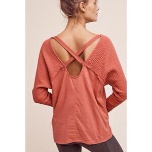 Anthropologie Aurelia Cross-Back Long Sleeve Balletcore Bohemian Top Size Large